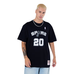 #20 Manu Ginobili San Antonio Spurs Player Name & Number Black T-shirt