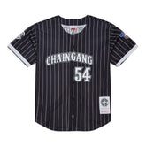 John Cena Final Seconds Striped Mesh Full-Button Baseball Jersey - Black