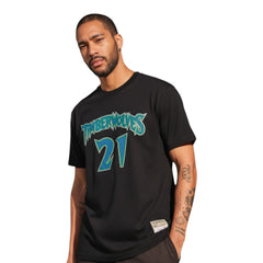 #21 Kevin Garnett Minnesota Timberwolves Player Name & Number Black T-shirt