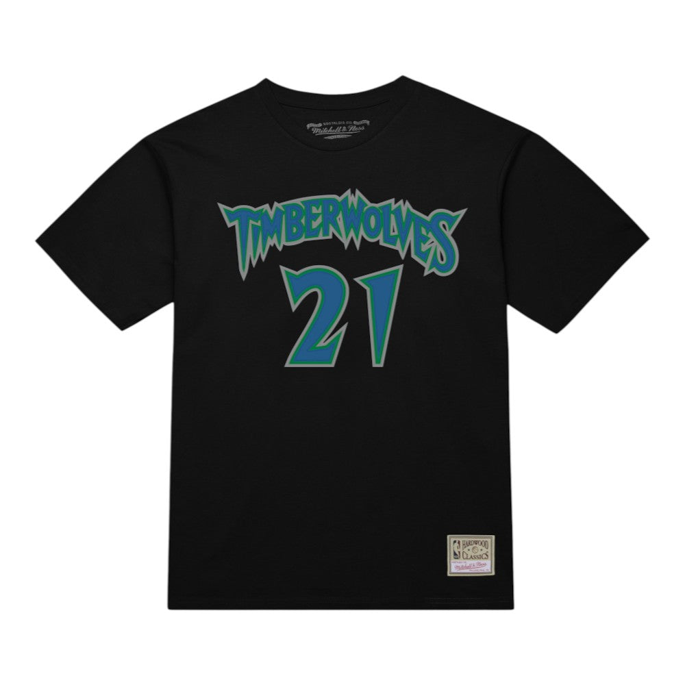 #21 Kevin Garnett Minnesota Timberwolves Player Name & Number Black T-shirt
