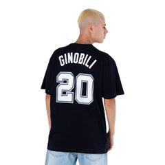 #20 Manu Ginobili San Antonio Spurs Player Name & Number Black T-shirt