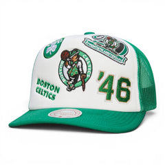 Boston Celtics White Heritage Patch Trucker Snapback Cap