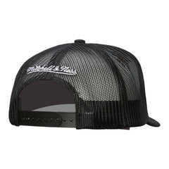 Black mesh cap with brand logo on a white background