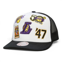 Los Angeles Lakers White Heritage Patch Trucker Snapback Cap