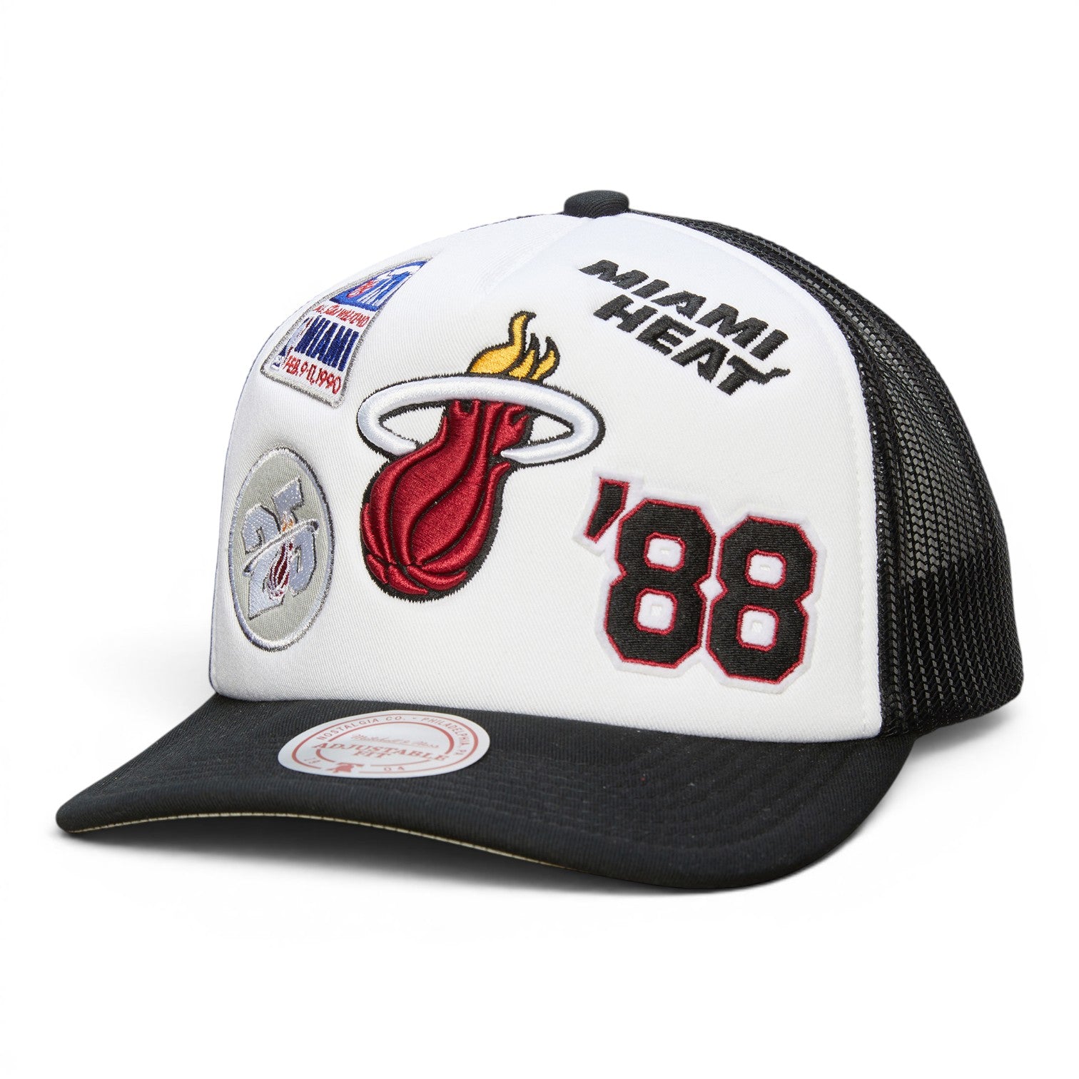 Miami Heat White Heritage Patch Trucker Snapback Cap