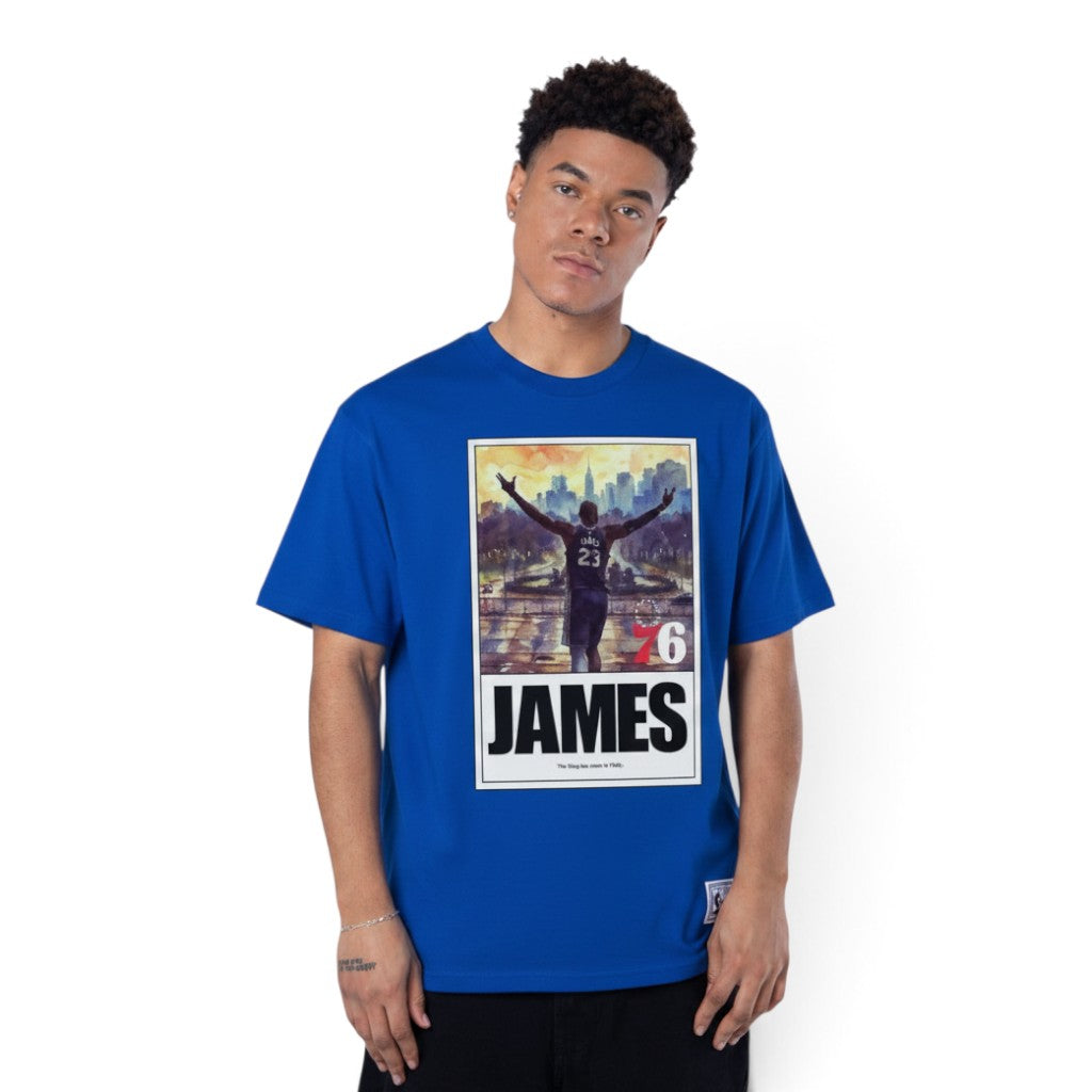 Lebron James Philadelphia 76ers "The King is Here: Welcome to Philly" King Has Arrived T-Shirt Royal Blue