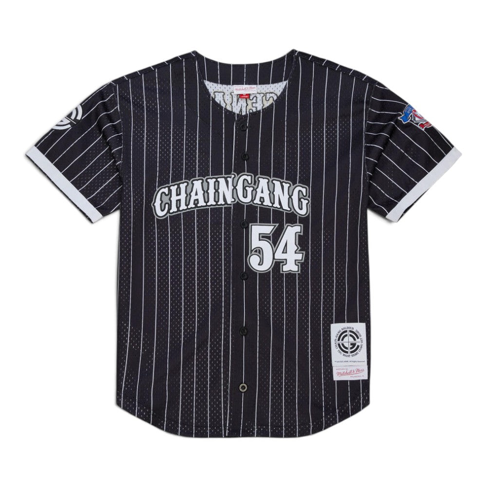 John Cena Final Seconds Striped Mesh Full-Button Baseball Jersey - Black