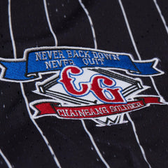 John Cena Final Seconds Striped Mesh Full-Button Baseball Jersey - Black