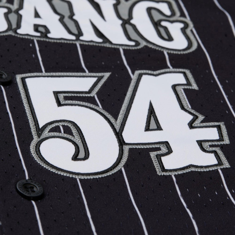 John Cena Final Seconds Striped Mesh Full-Button Baseball Jersey - Black