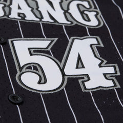 John Cena Final Seconds Striped Mesh Full-Button Baseball Jersey - Black