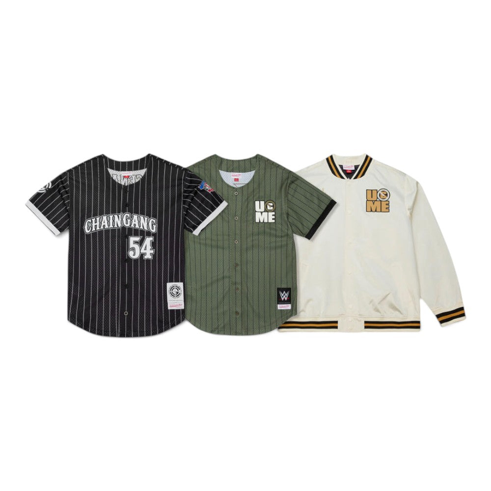 John Cena Final Seconds Striped Mesh Full-Button Baseball Jersey - Black